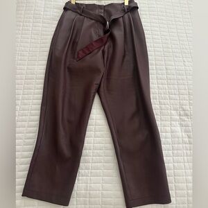 BCBG MAXAZRIA Women’s High Waist Brown/Burgundy Faux Leather Pant Medium